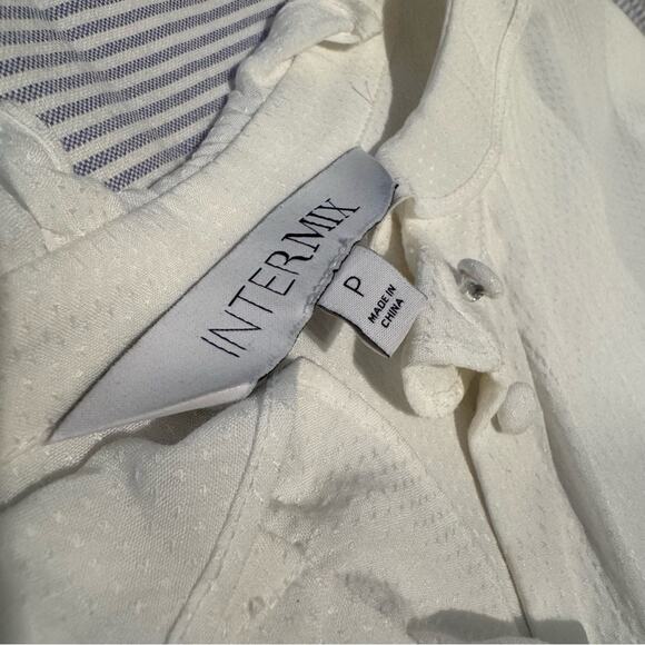 Intermix Textured Off White Button Down Long Sleeve Blouse - Picture 3 of 5